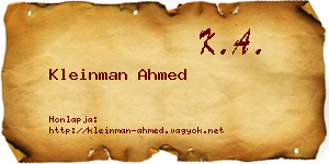 Kleinman Ahmed névjegykártya